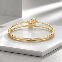 Zeroxo | 18K Gold Plated Dual-Row Roman Numeral Bypass Bangle