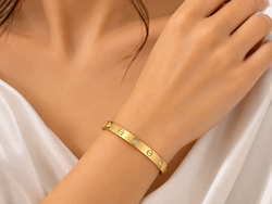 18K Gold Plated Screw & Crystal Slim Bangle